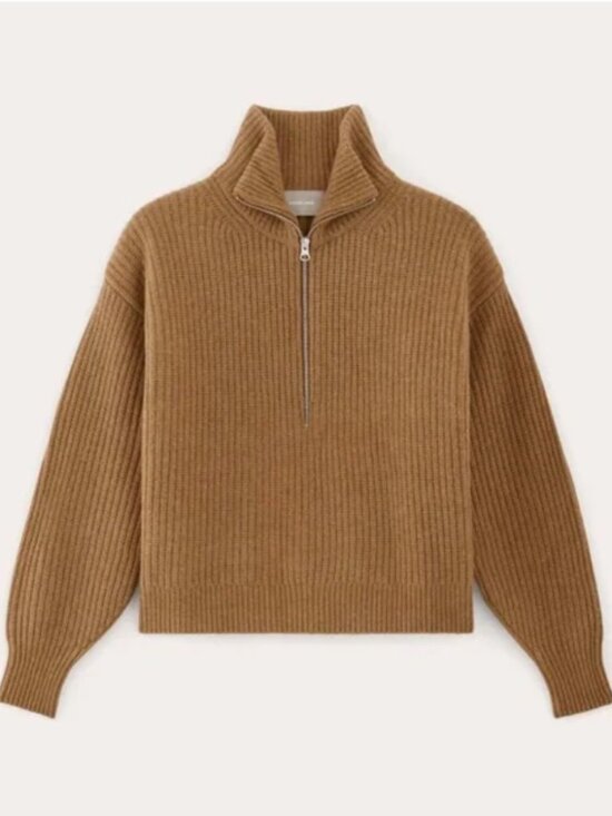 Everlane Sweaters - NWT EVERLANE The Half-Zip Sweater in Luxe Merino — S • Deep Camel